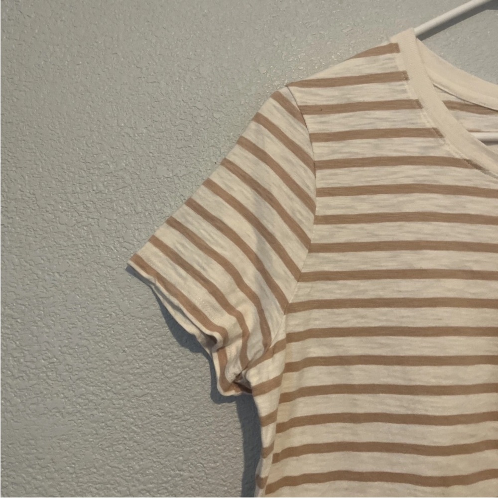 UNIVERSAL THREAD T-Shirt Dress Women's Size L Tan Beige Striped Knee Length - Picture 2 of 6